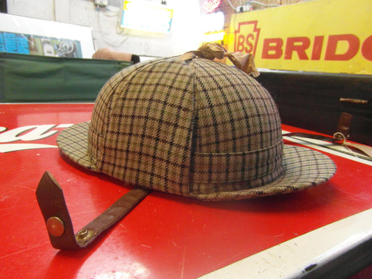 1950s-1960s Everoak Deerstalker tweed motorcycle helmet