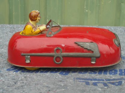 1930s Vintage LINDSTROM skeeter TIN WIND-UP bumper car