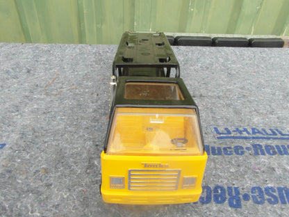1970s Tonka Car transporter - Black and yellow pressed steel toy truck