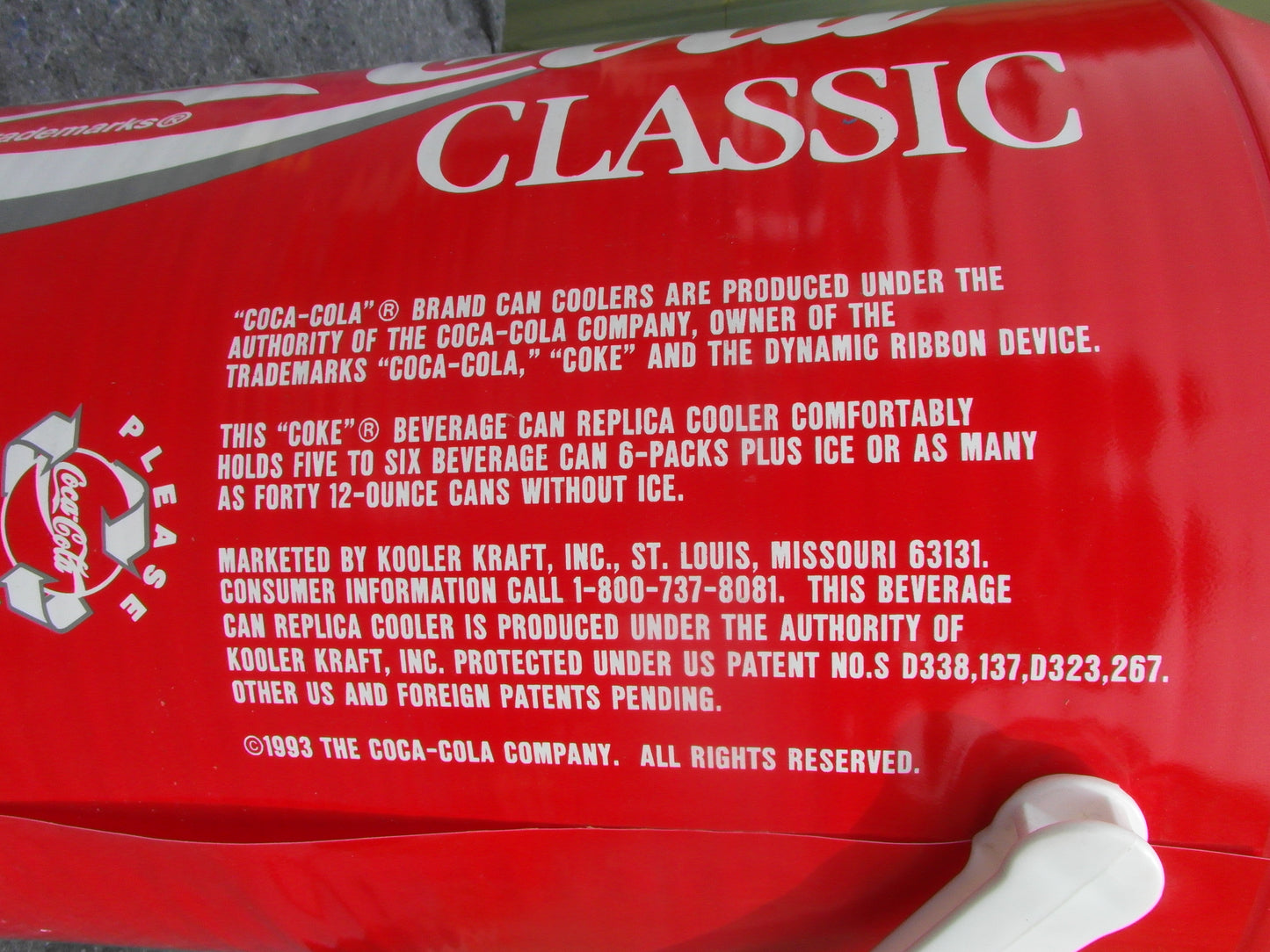 1980s-1990s Vintage Coca-Cola Giant Can Cooler/ Drinks cooler with Lid & handle