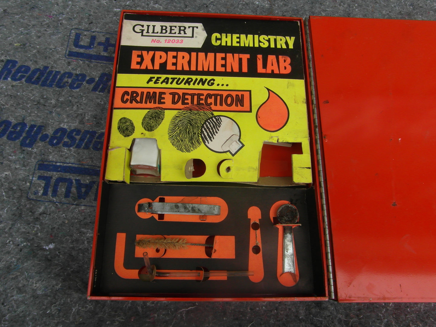 1956 Gilbert Chemistry Experiment Lab No.12033- Crime detection- vintage metal case