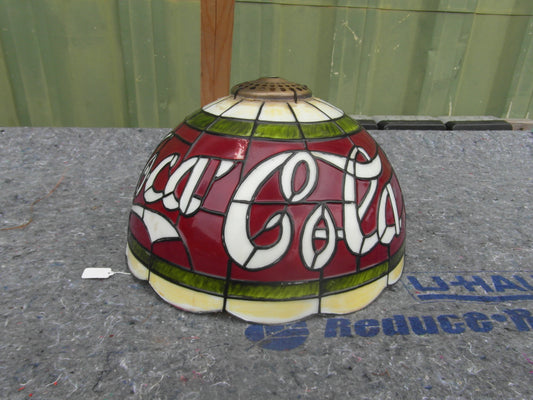 1990s vintage Coca-Cola Tiffany-style stained glass lamp shade