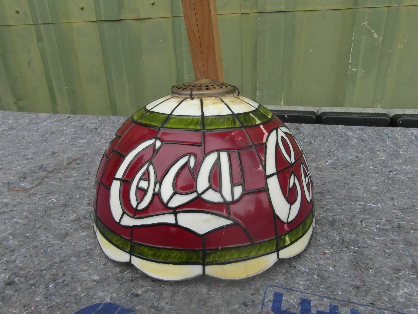 1990s vintage Coca-Cola Tiffany-style stained glass lamp shade
