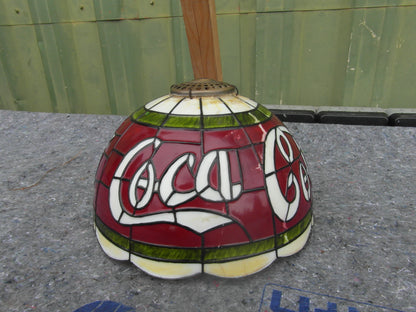 1990s vintage Coca-Cola Tiffany-style stained glass lamp shade