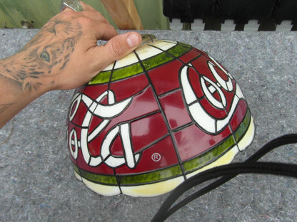 1990s vintage Coca-Cola Tiffany-style stained glass lamp shade