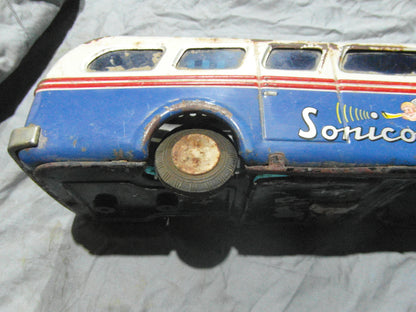 1950s Masudaya Sonicion Vintage Japanese pressed steel tin toy bus