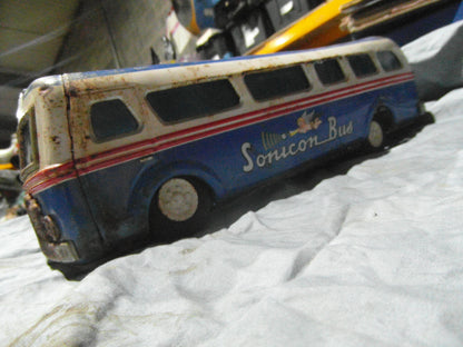 1950s Masudaya Sonicion Vintage Japanese pressed steel tin toy bus