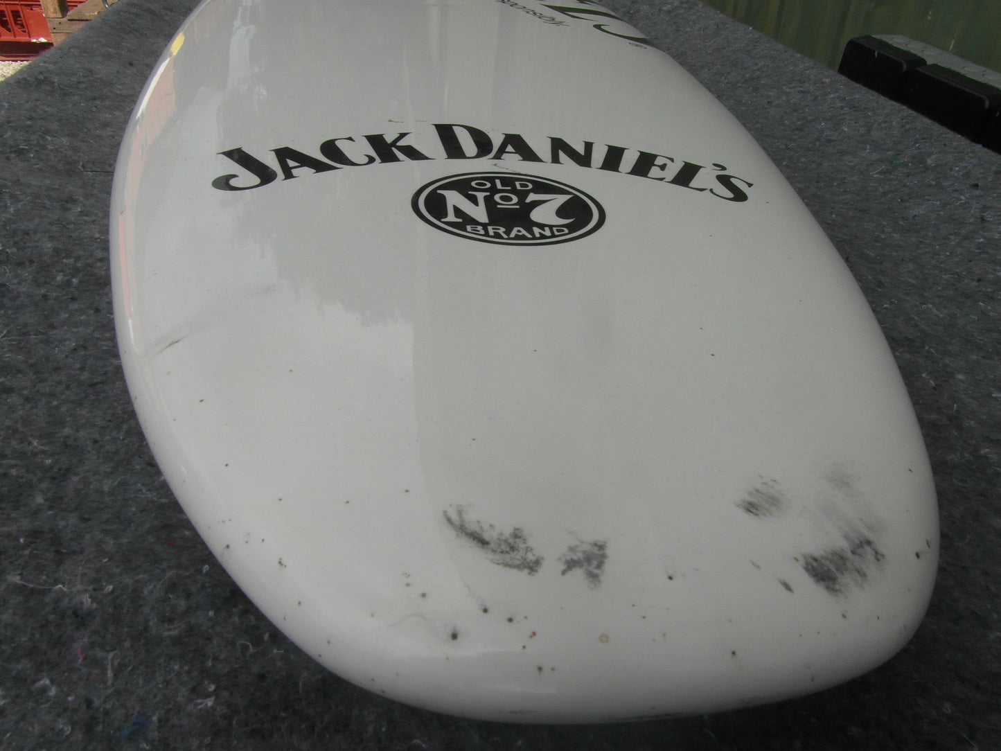 2000s Jack Daniel's old No.7 promotional surfboard- White & Black