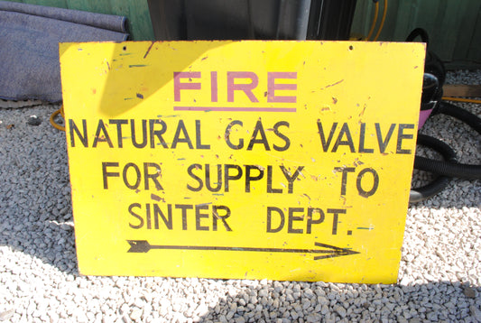 Vintage Fire / Gas Supply metal sign