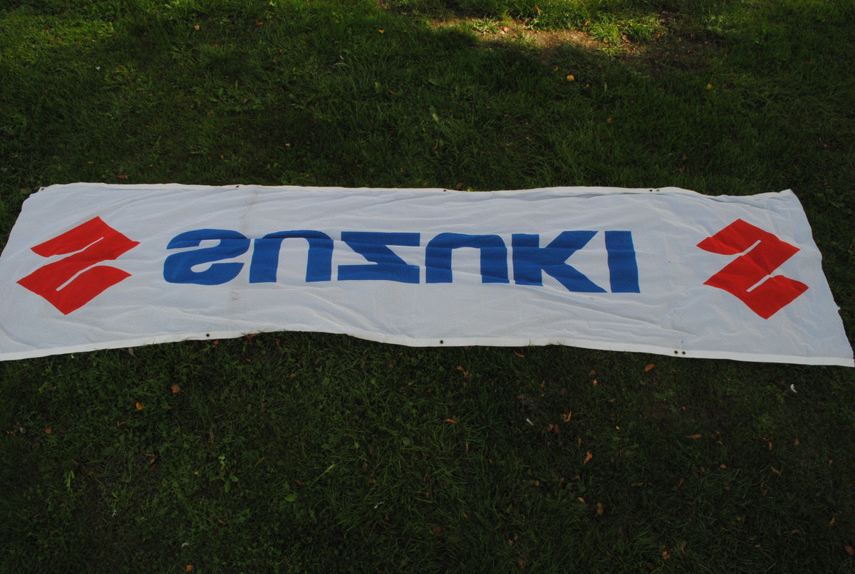 Authentic 1980s Suzuki large Dealer banner