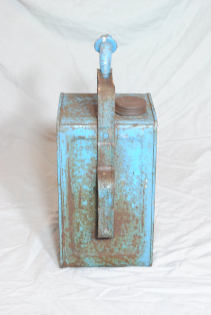 Vintage Genuine Valor Blue Oil can with spout